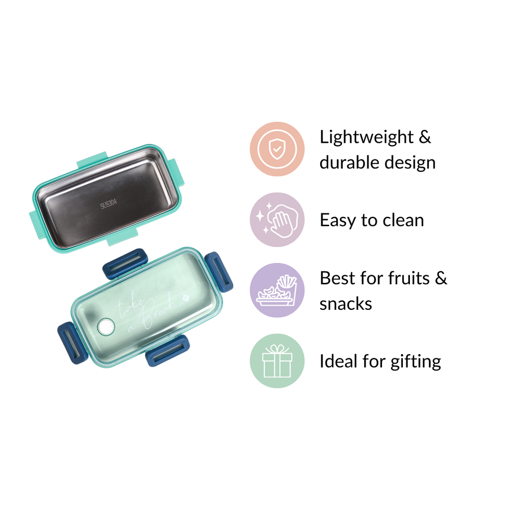 Stainless Steel Lunch Box Small Mint 530ml Nestasia