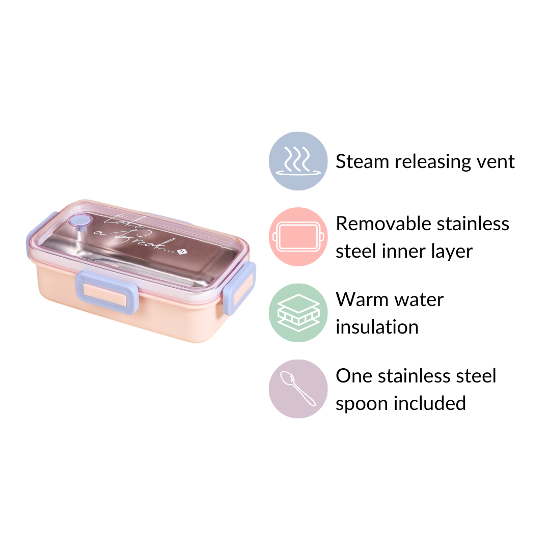 Stainless Steel Lunch Box For Office Small Pink 530ml Nestasia