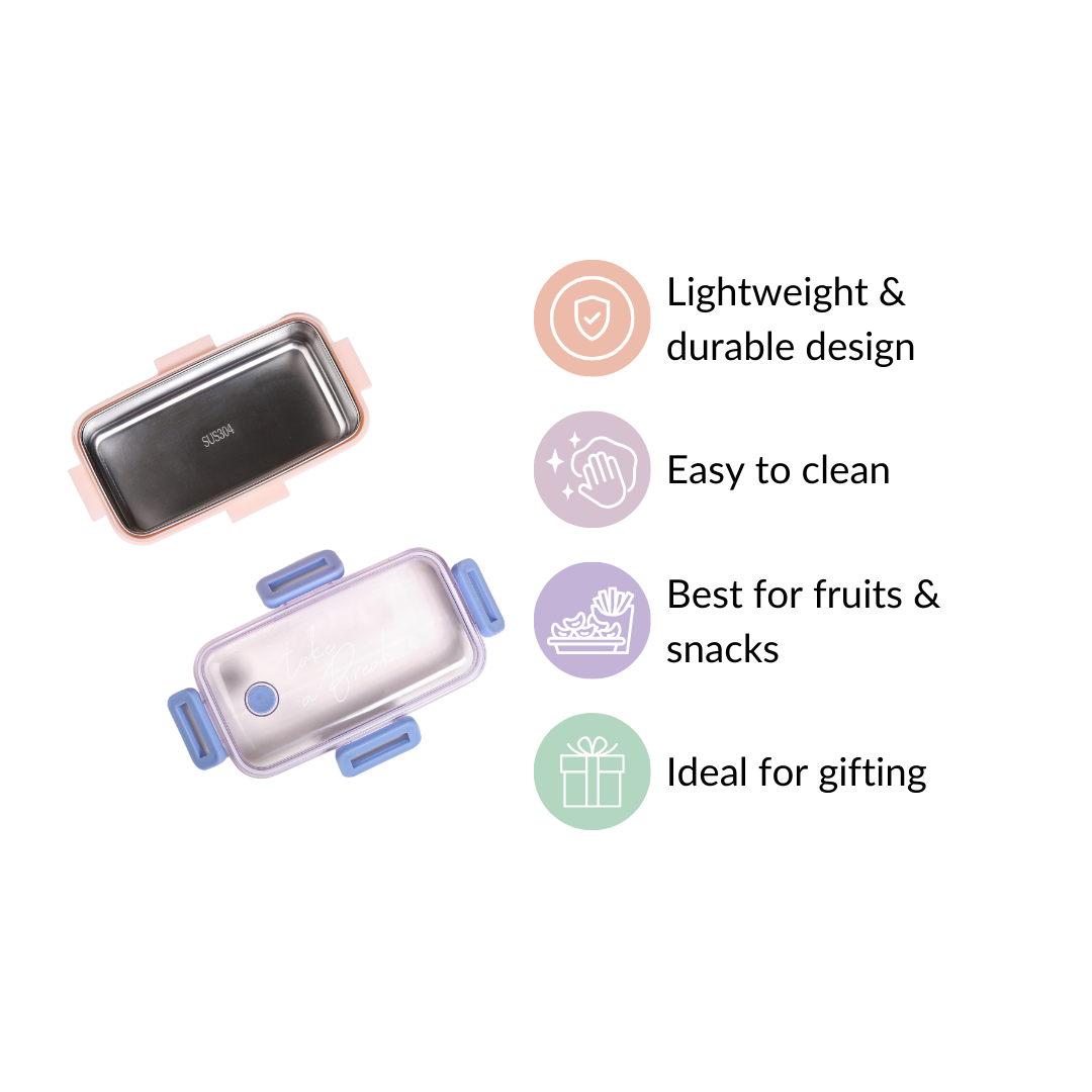 Stainless Steel Lunch Box For Office Small Pink 530ml Nestasia