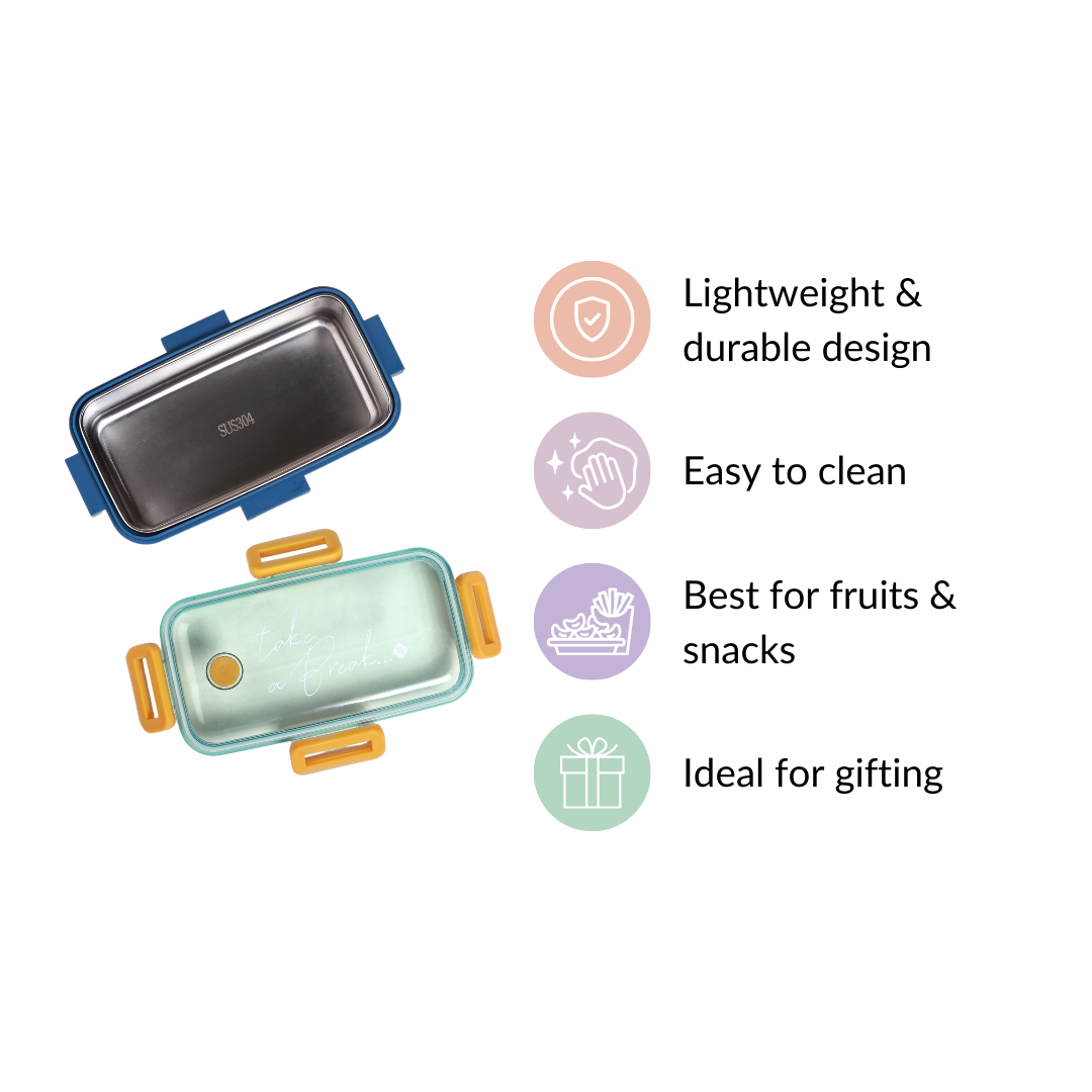 Stainless Steel Tiffin Box Small Blue 530ml Nestasia