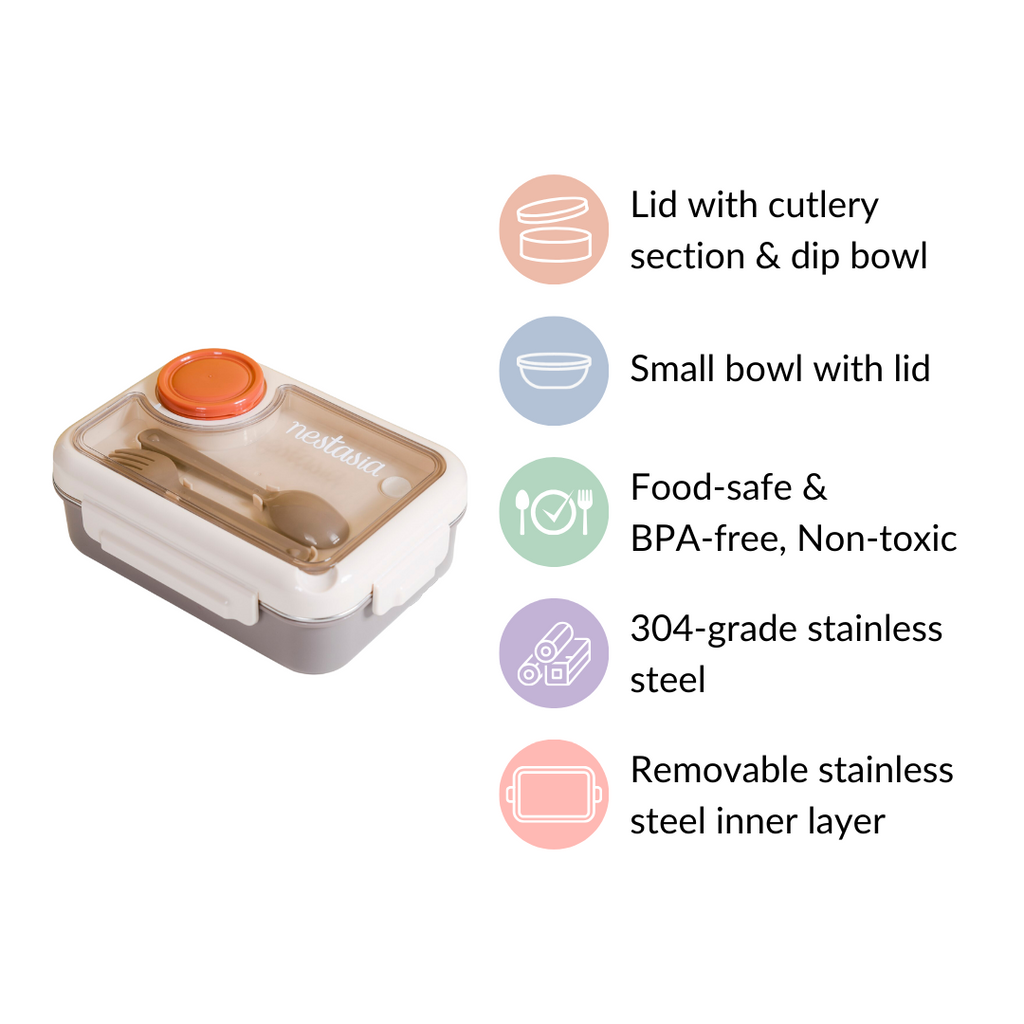 Tiffin Box For Office With 3 Compartments Brown 750ml Nestasia