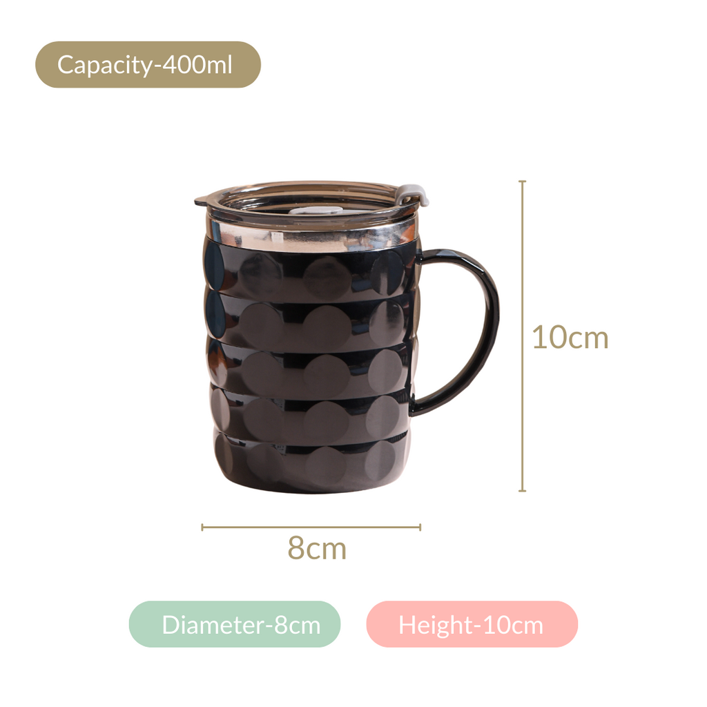 Stainless Steel Travel Mug For Car Black 400ml Nestasia