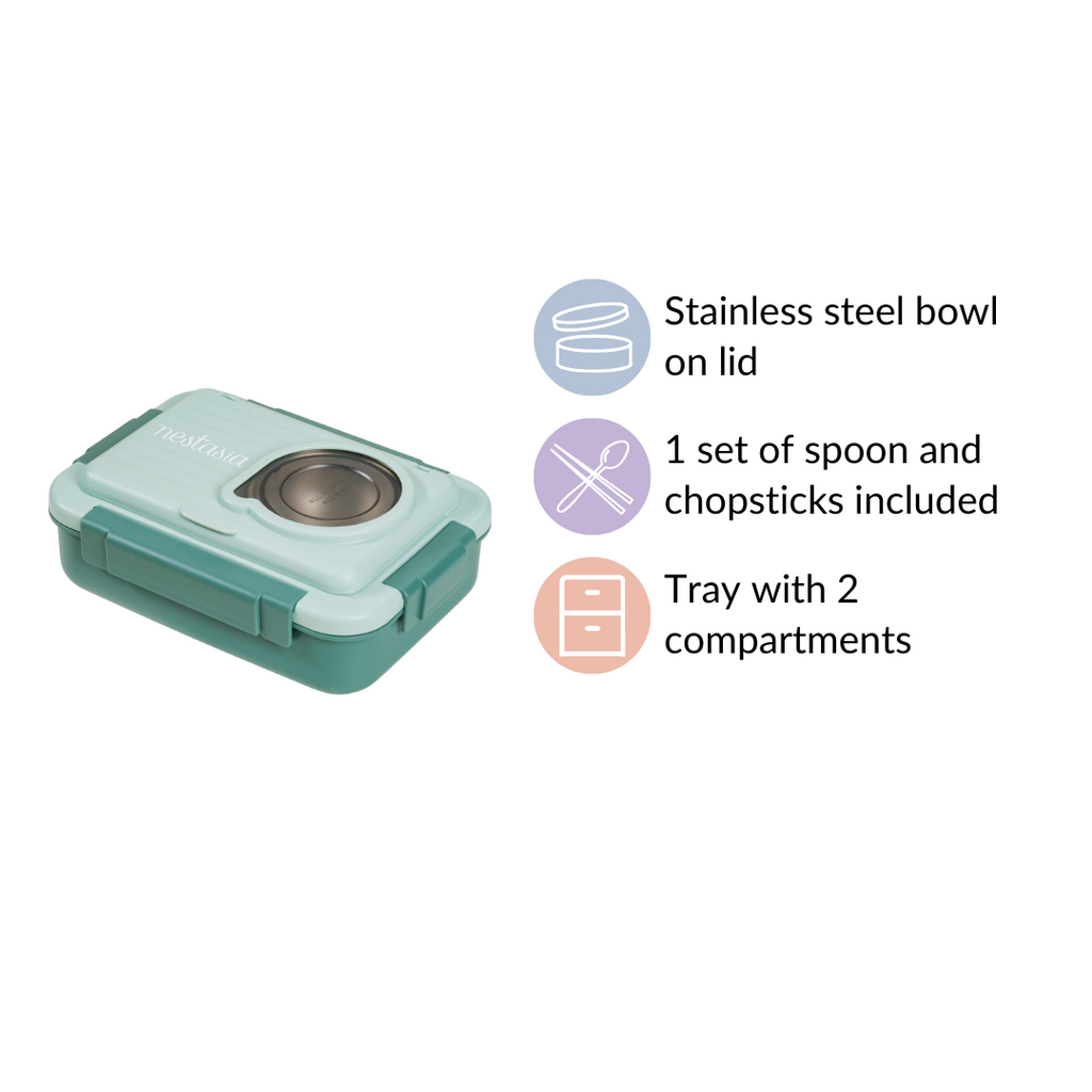 Lunch Box With 2 Sections Green 800ml Nestasia