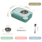 Lunch Box With 2 Sections Green 800ml Nestasia