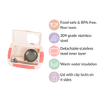 Insulated Lunch Box With 2 Compartments Pink 800ml Nestasia
