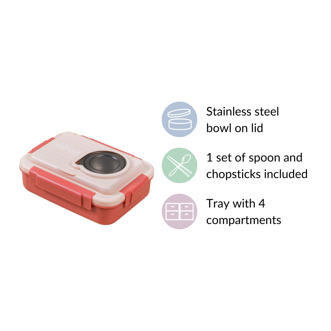 Bento Lunch Box With 4 Compartments Pink 1000ml Nestasia