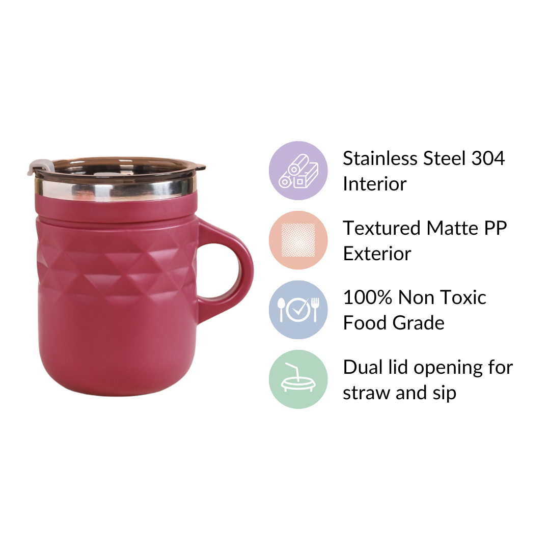 Travel Mug With Lid Magenta 400ml Nestasia