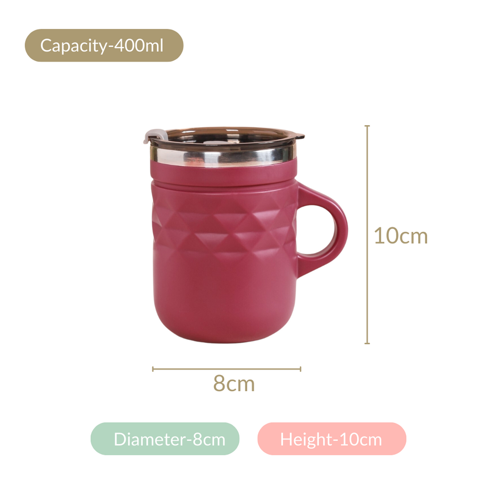 Travel Mug With Lid Magenta 400ml Nestasia