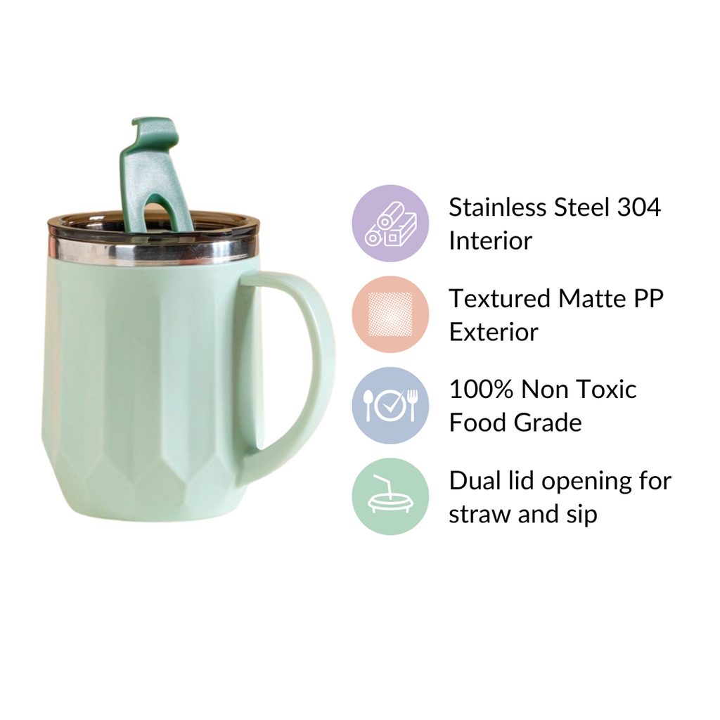 Portable Travel Coffee Mug With Lid Mint 400ml Nestasia