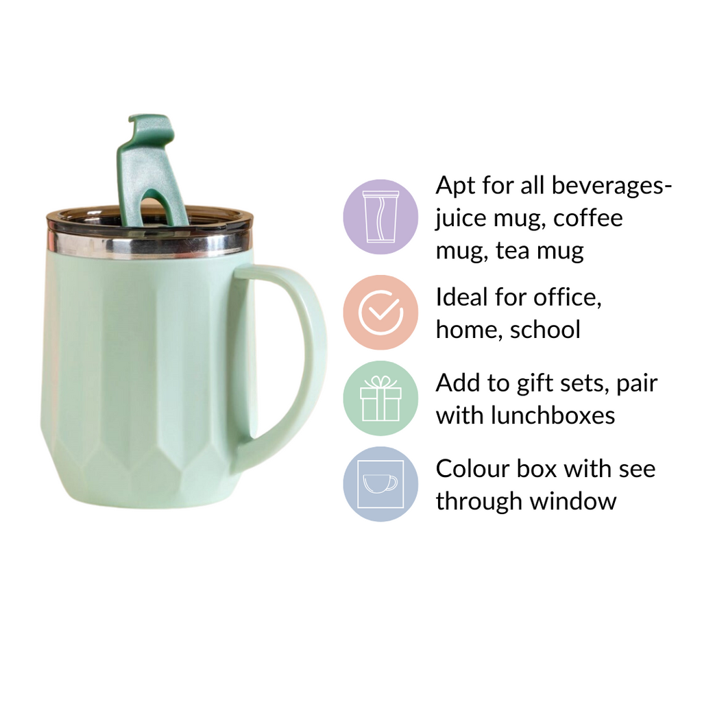 Portable Travel Coffee Mug With Lid Mint 400ml Nestasia
