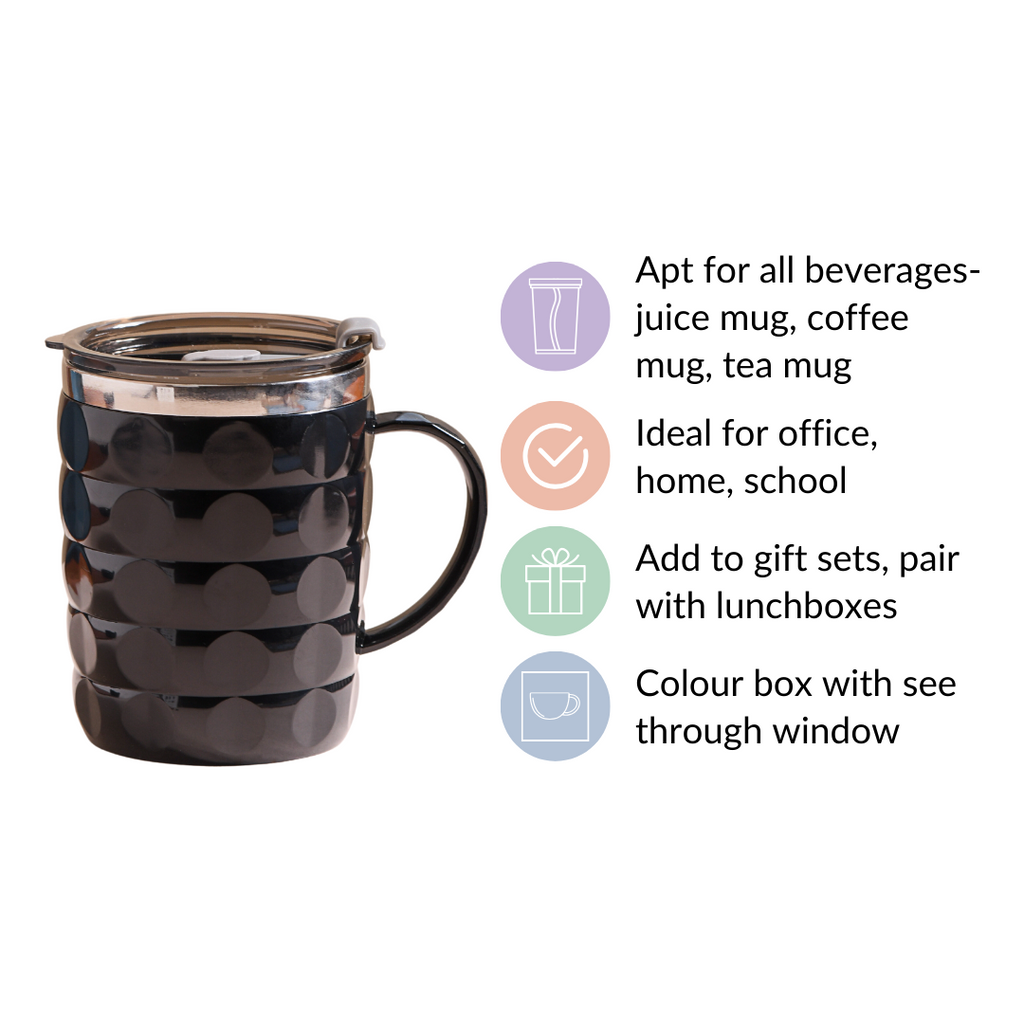 Stainless Steel Travel Mug For Car Black 400ml Nestasia