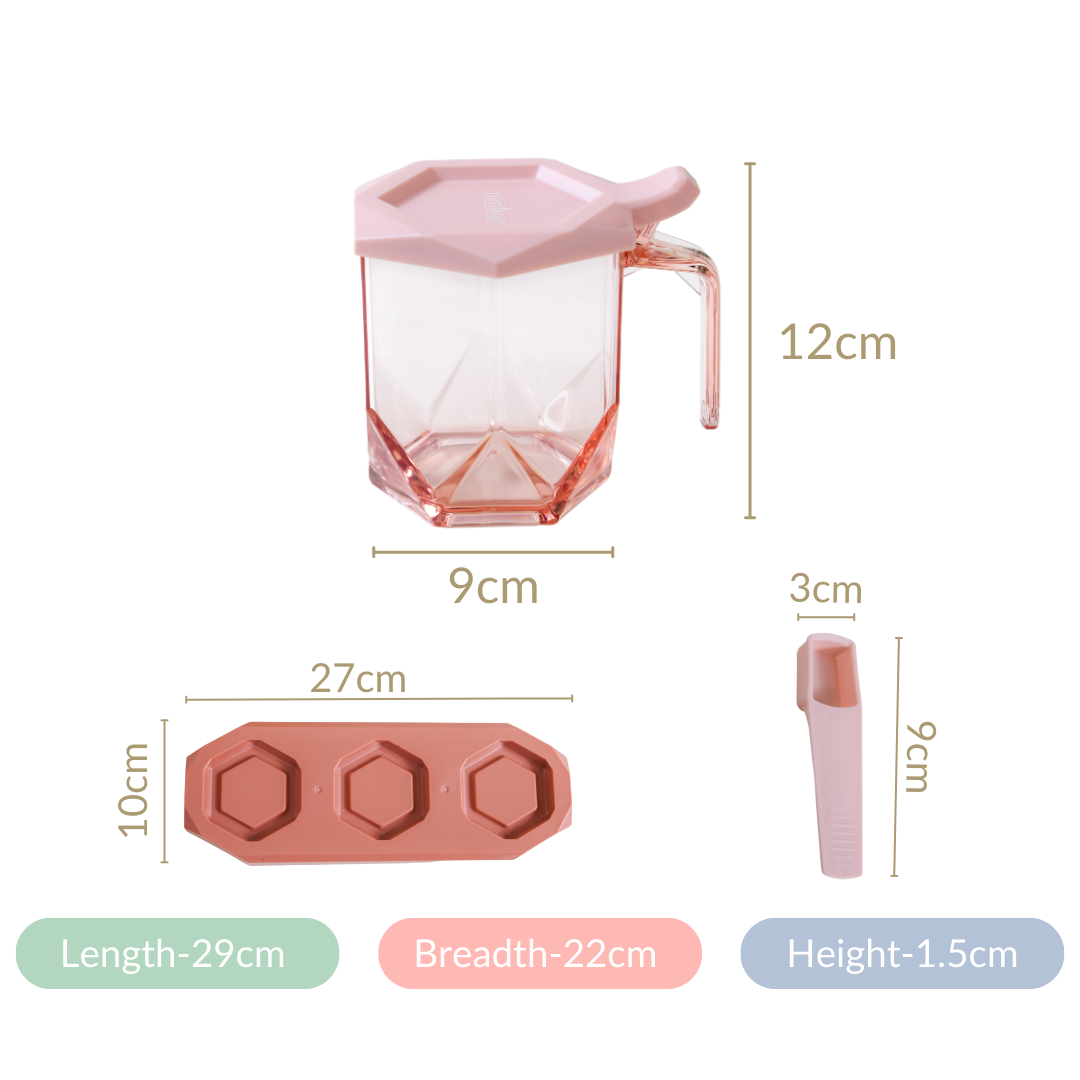 Spice Containers With Spoons Set Of 3 Pink Nestasia