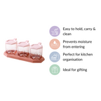 Spice Containers With Spoons Set Of 3 Pink Nestasia