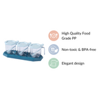 Spice Containers With Spoons Set Of 3 Blue Nestasia