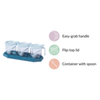 Spice Containers With Spoons Set Of 3 Blue Nestasia