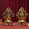 Brass Ganesha And Lakshmi Urli/Diya Set (13.5 Inch) Vedansh Craft