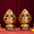 Brass Ganesha And Lakshmi Urli/Diya Set (13.5 Inch) Vedansh Craft