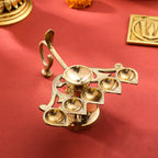 Brass Elegant Panch Aarti With Handle (6.5 Inch) Vedansh Craft