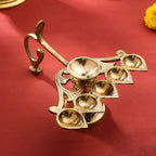 Brass Elegant Panch Aarti With Handle (6.5 Inch) Vedansh Craft