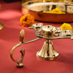 Brass Elegant Panch Aarti With Handle (6.5 Inch) Vedansh Craft