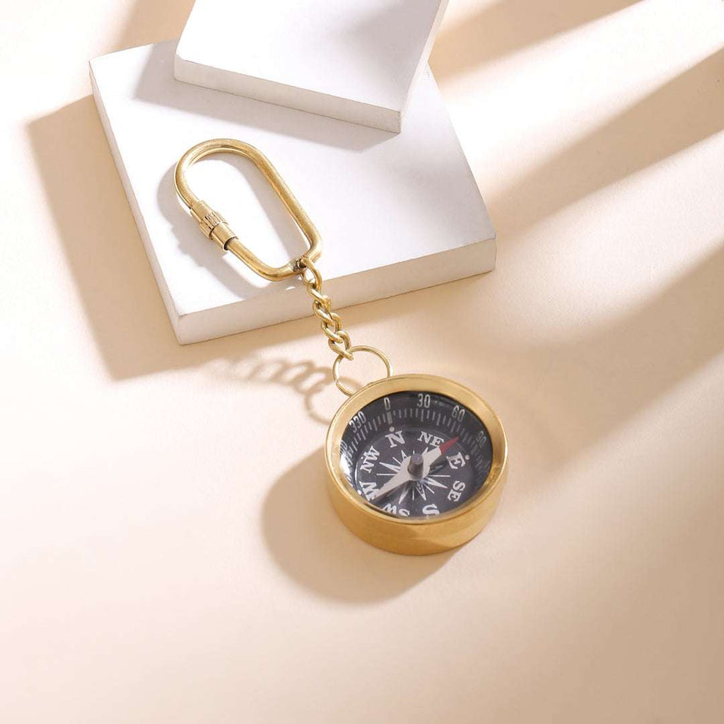 Brass Compass Keychain With Box (4 Inch) Vedansh Craft