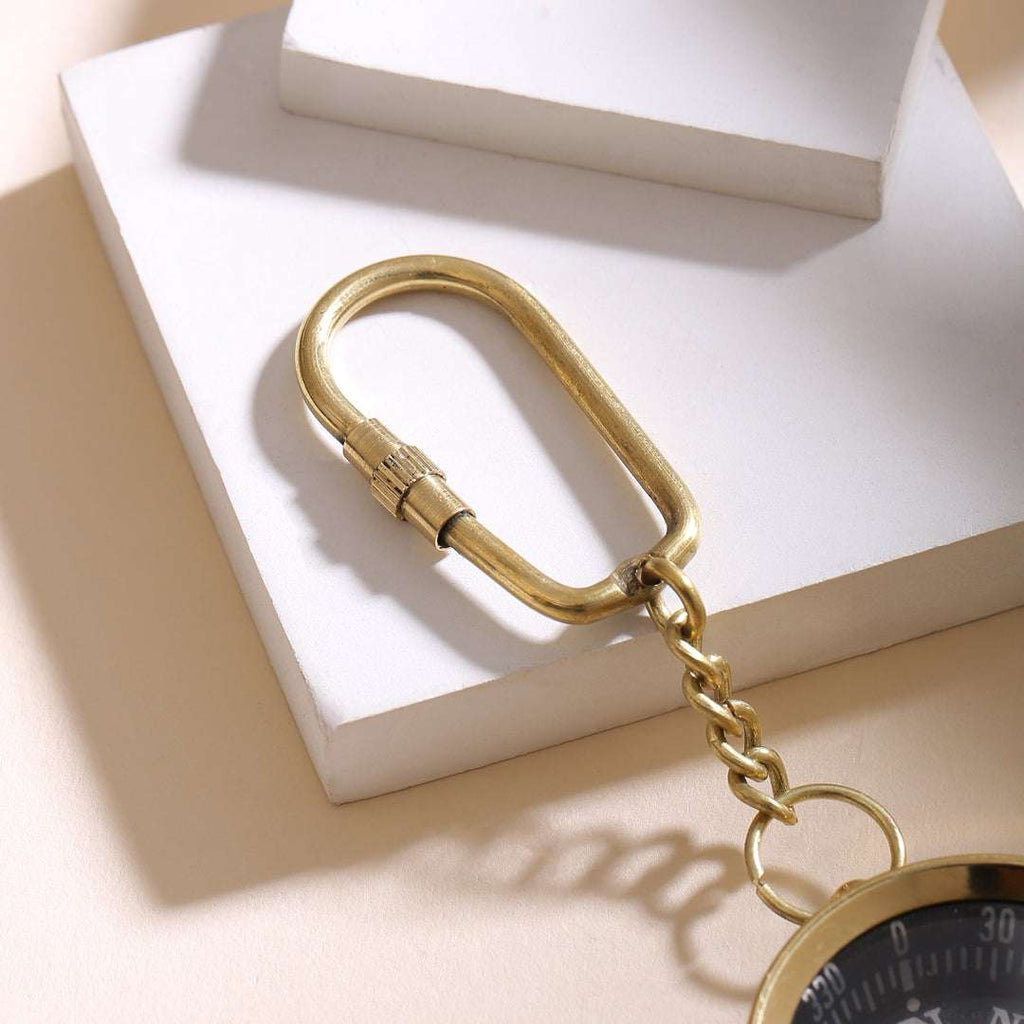 Brass Compass Keychain With Box (4 Inch) Vedansh Craft