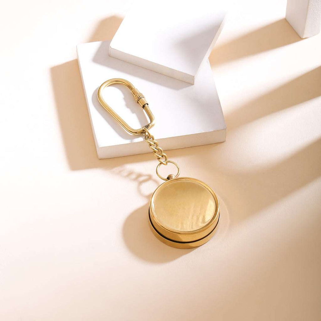 Brass Compass Keychain With Box (4 Inch) Vedansh Craft