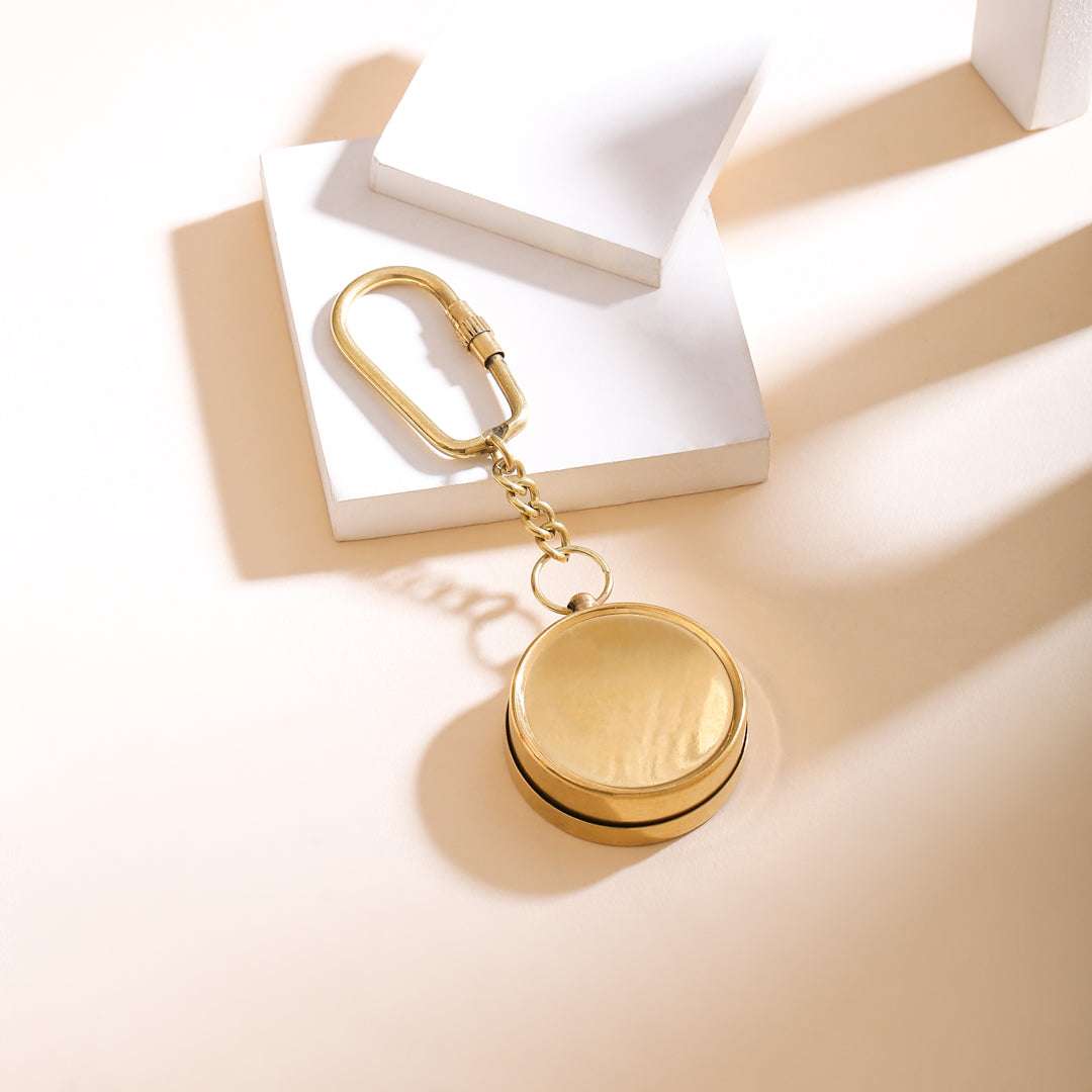 Brass Compass Keychain With Box (4 Inch) Vedansh Craft