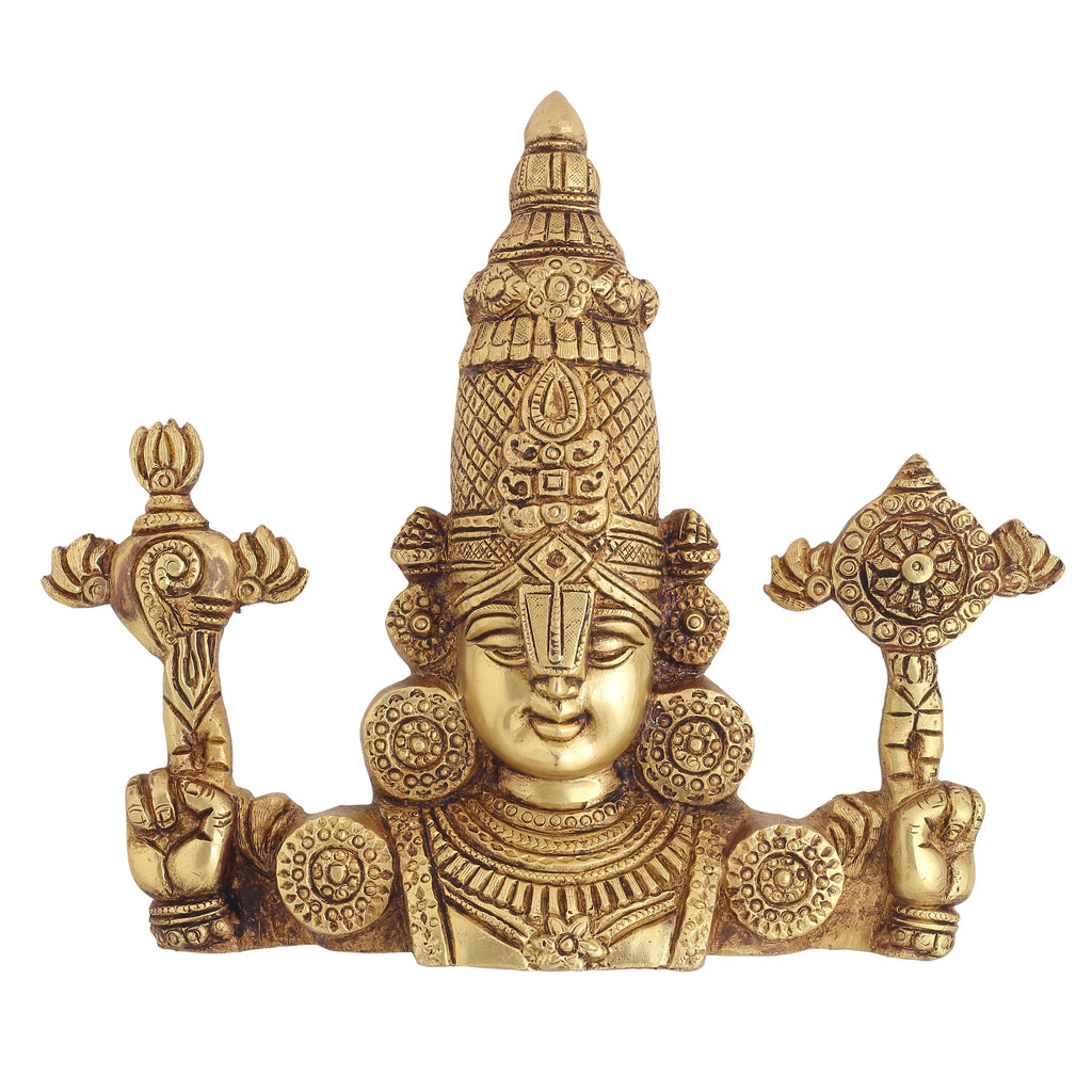 Brass Tirupati Balaji/Venkateshwar Face Wall Hanging (9 Inch) Vedansh Craft