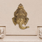 BRASS GANESHA FACE WITH BELL WALL HANGING (18 Inch) Vedansh Craft
