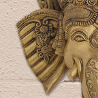 BRASS GANESHA FACE WITH BELL WALL HANGING (18 Inch) Vedansh Craft