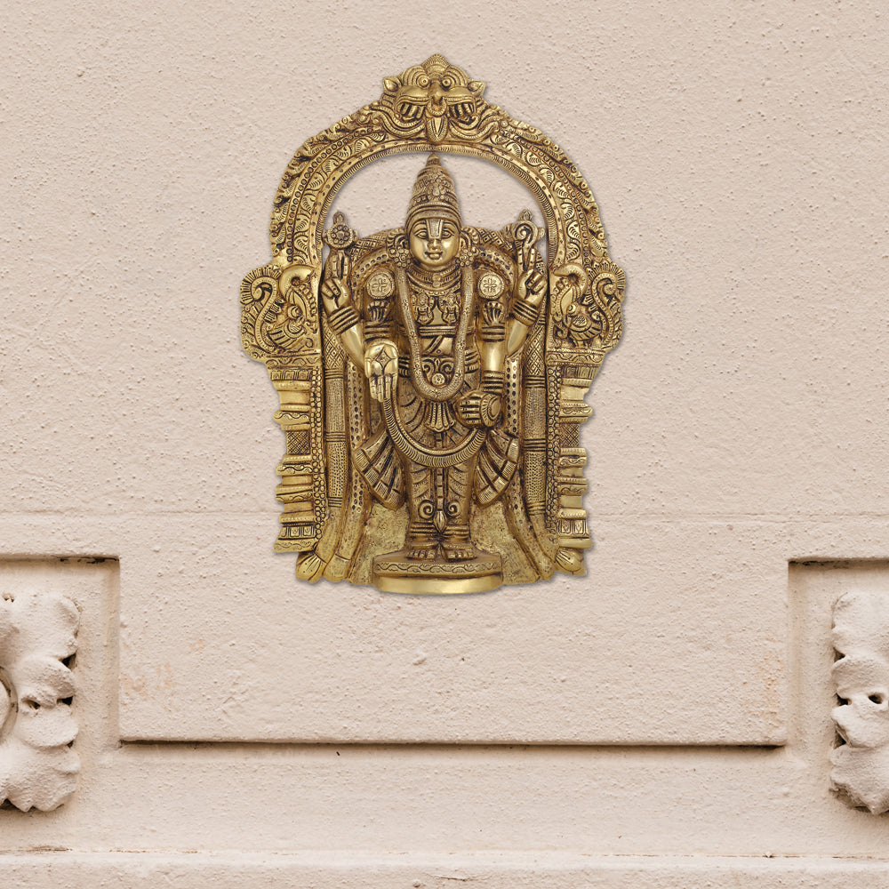 Brass Tirupati Balaji/Venkateshwar Idol Wall Hanging In Frame (19.5 Inch) Vedansh Craft