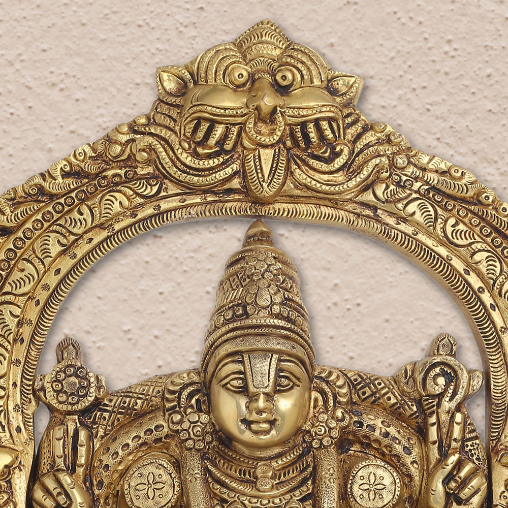 Brass Tirupati Balaji/Venkateshwar Idol Wall Hanging In Frame (19.5 Inch) Vedansh Craft