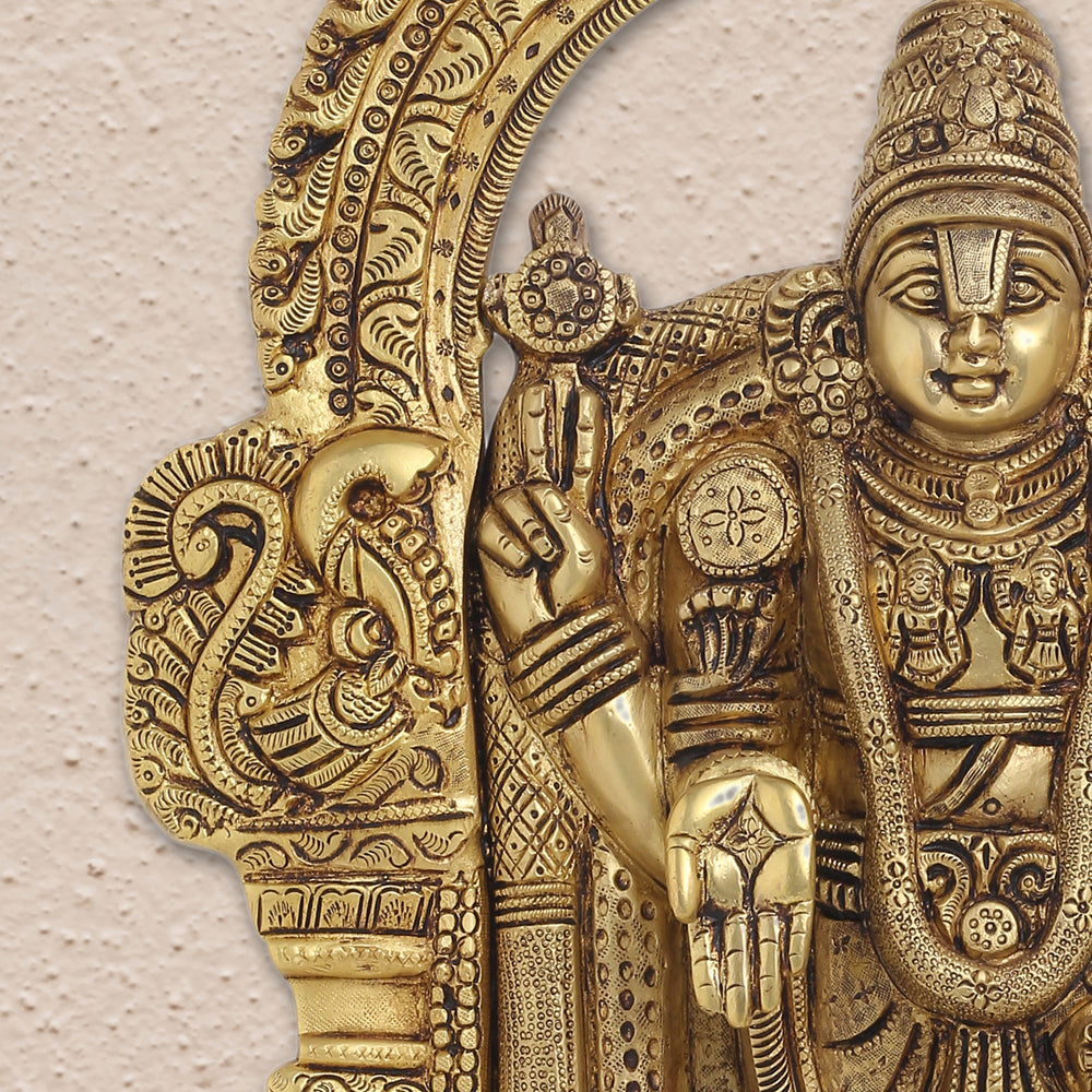 Brass Tirupati Balaji/Venkateshwar Idol Wall Hanging In Frame (19.5 Inch) Vedansh Craft