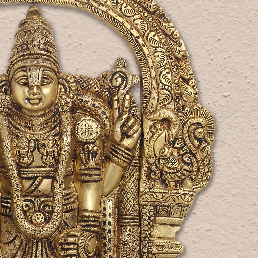 Brass Tirupati Balaji/Venkateshwar Idol Wall Hanging In Frame (19.5 Inch) Vedansh Craft