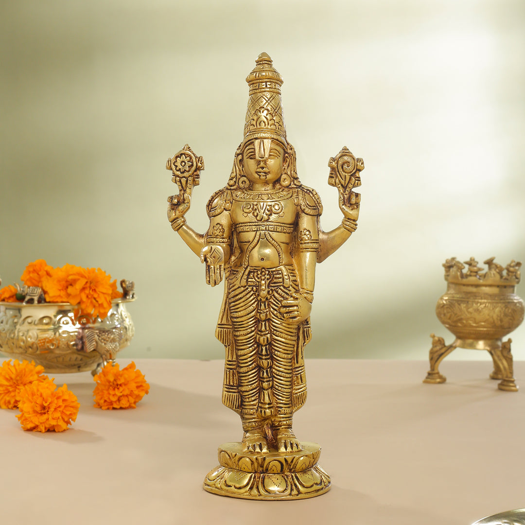 Brass Tirupati Balaji/Venkateshwar Idol Table Top (12 Inch) Vedansh Craft