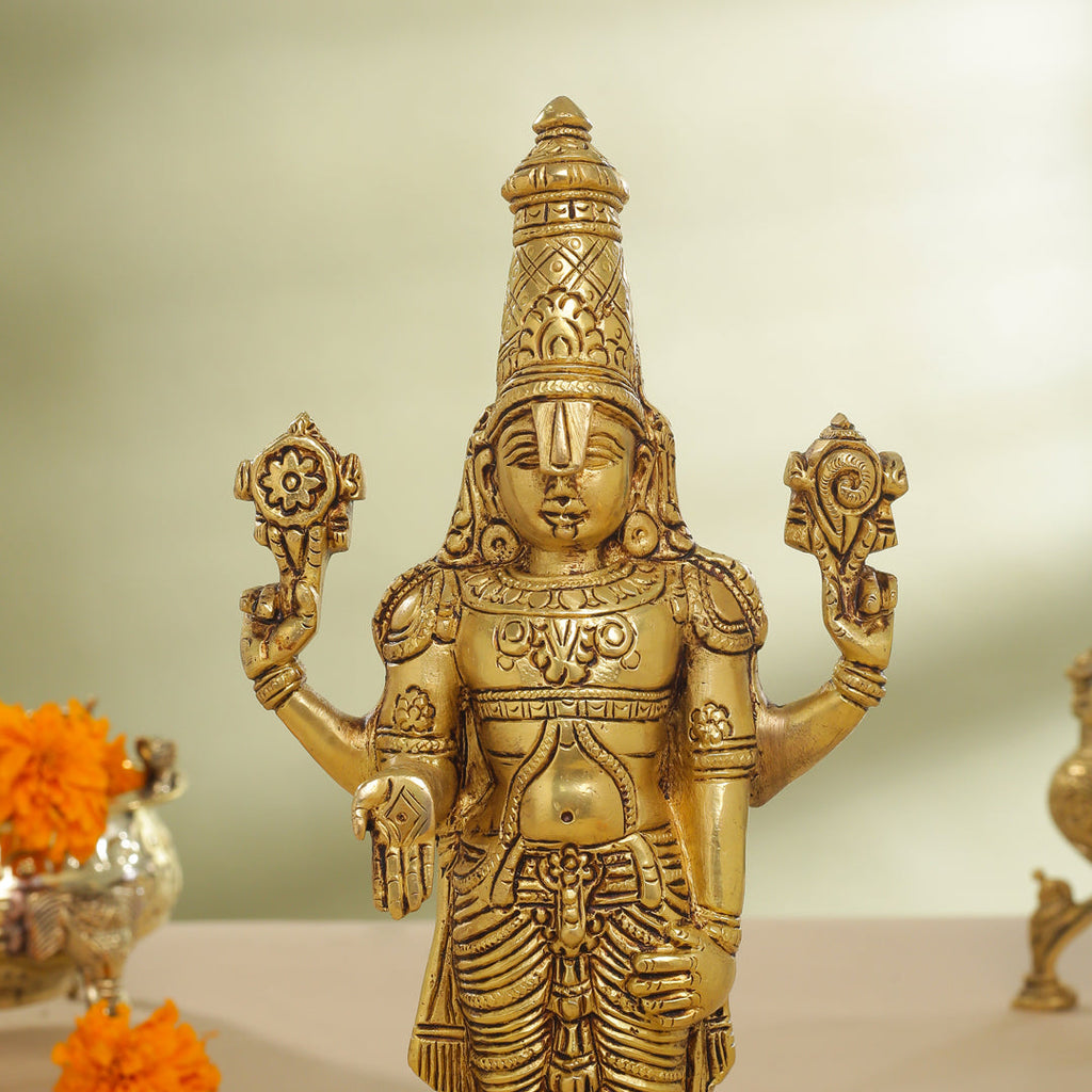 Brass Tirupati Balaji/Venkateshwar Idol Table Top (12 Inch) Vedansh Craft