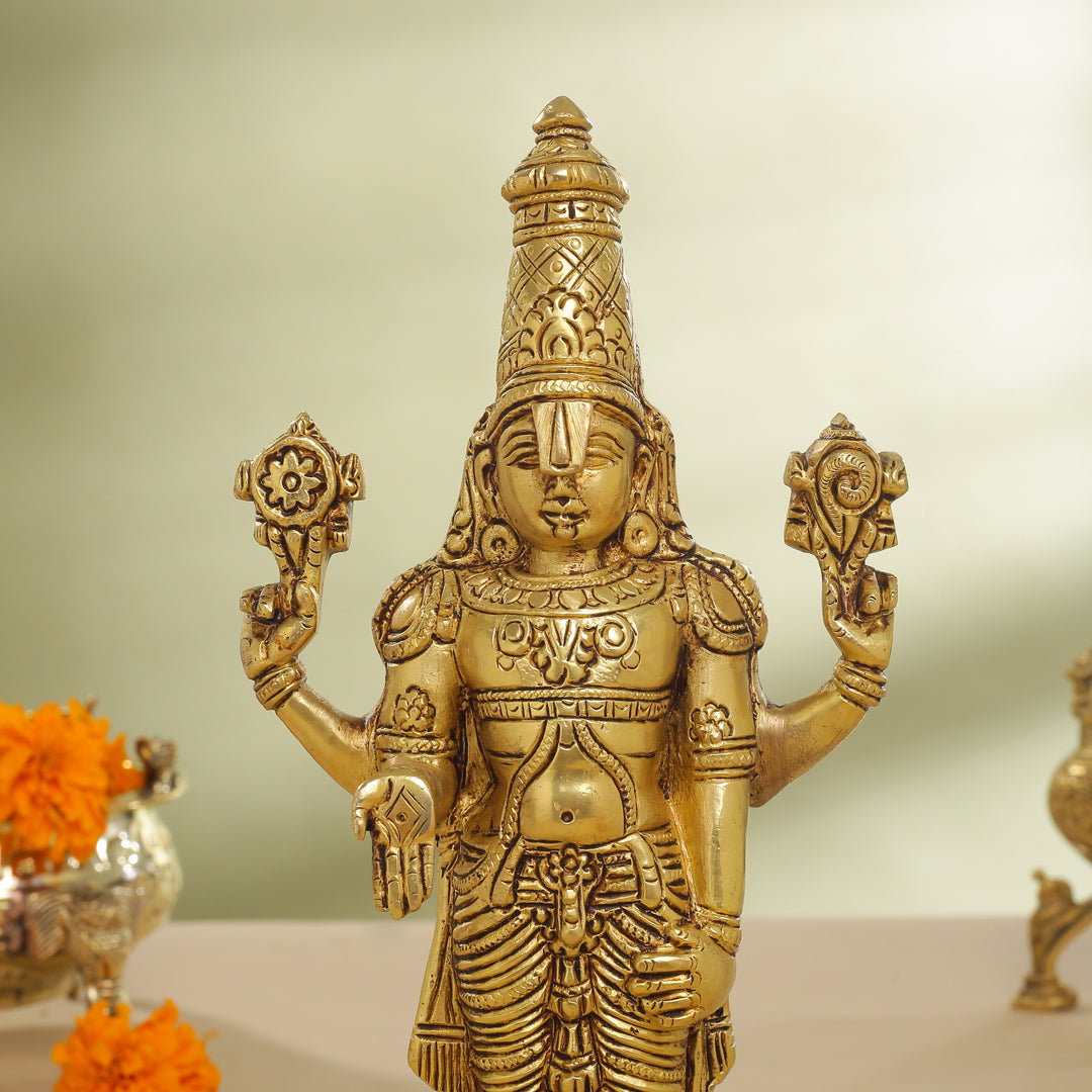 Brass Tirupati Balaji/Venkateshwar Idol Table Top (12 Inch) Vedansh Craft
