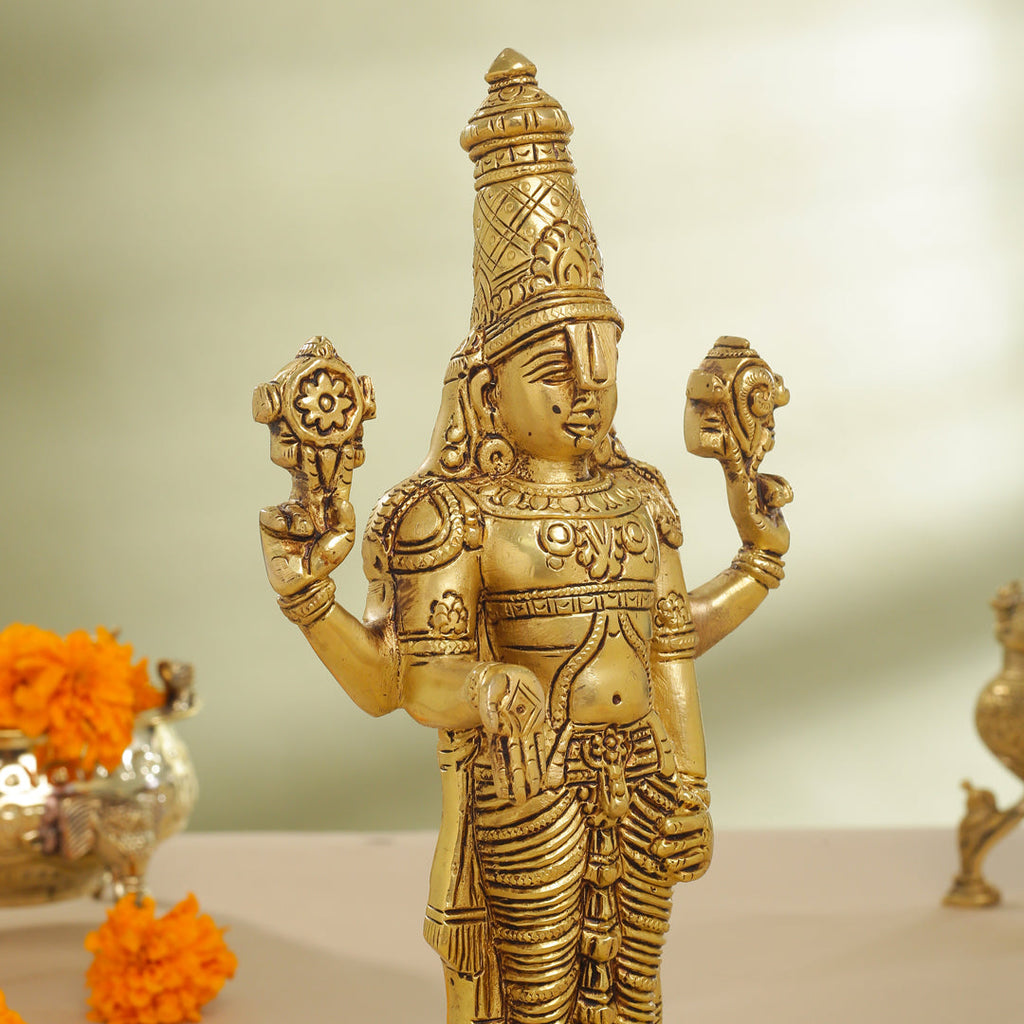 Brass Tirupati Balaji/Venkateshwar Idol Table Top (12 Inch) Vedansh Craft