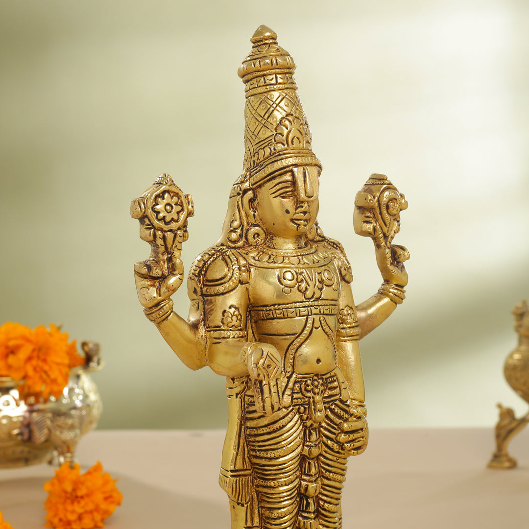 Brass Tirupati Balaji/Venkateshwar Idol Table Top (12 Inch) Vedansh Craft