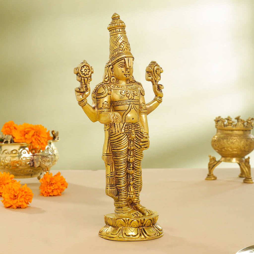 Brass Tirupati Balaji/Venkateshwar Idol Table Top (12 Inch) Vedansh Craft