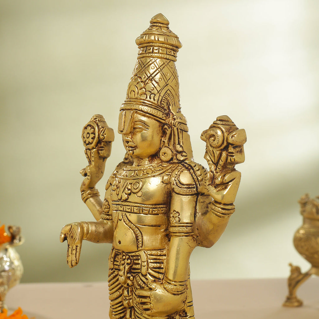 Brass Tirupati Balaji/Venkateshwar Idol Table Top (12 Inch) Vedansh Craft