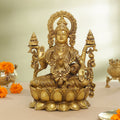 Brass Goddess Lotus Sitting Lakshmi Idol (12 Inch) Vedansh Craft