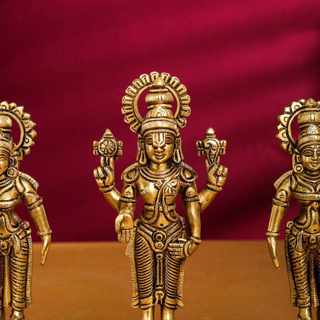 Brass Superfine Lord Balaji With Sri Devi And Bhudevi Idols Set Vedansh Craft