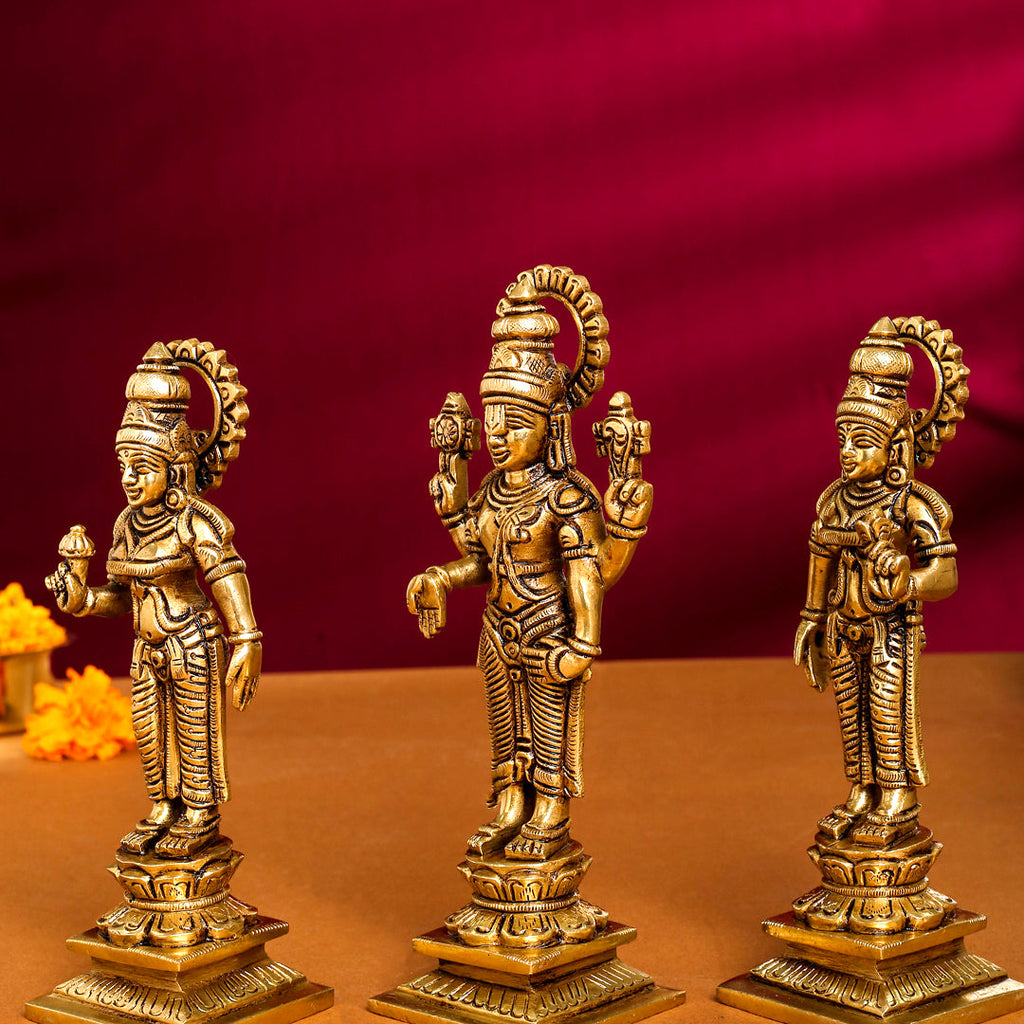 Brass Superfine Lord Balaji With Sri Devi And Bhudevi Idols Set Vedansh Craft