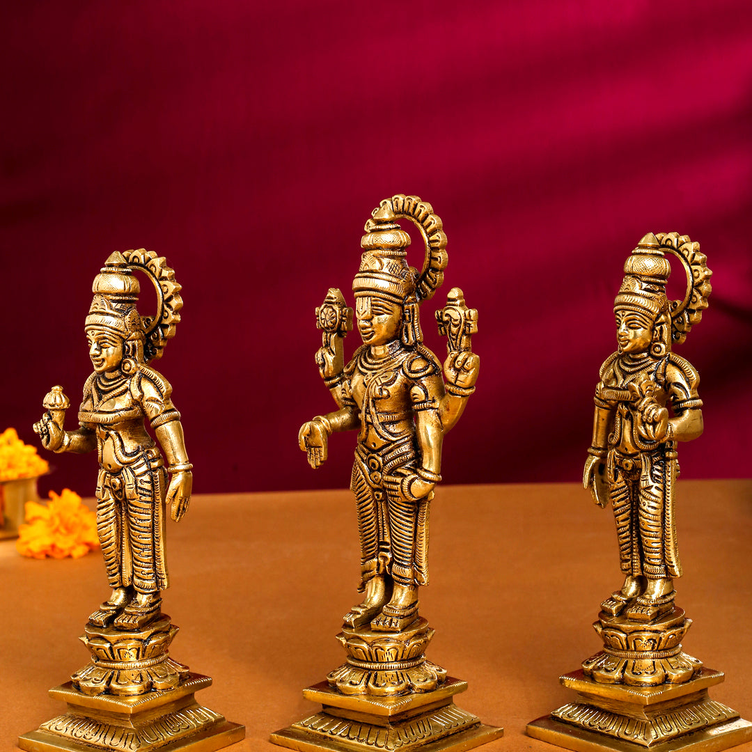 Brass Superfine Lord Balaji With Sri Devi And Bhudevi Idols Set Vedansh Craft