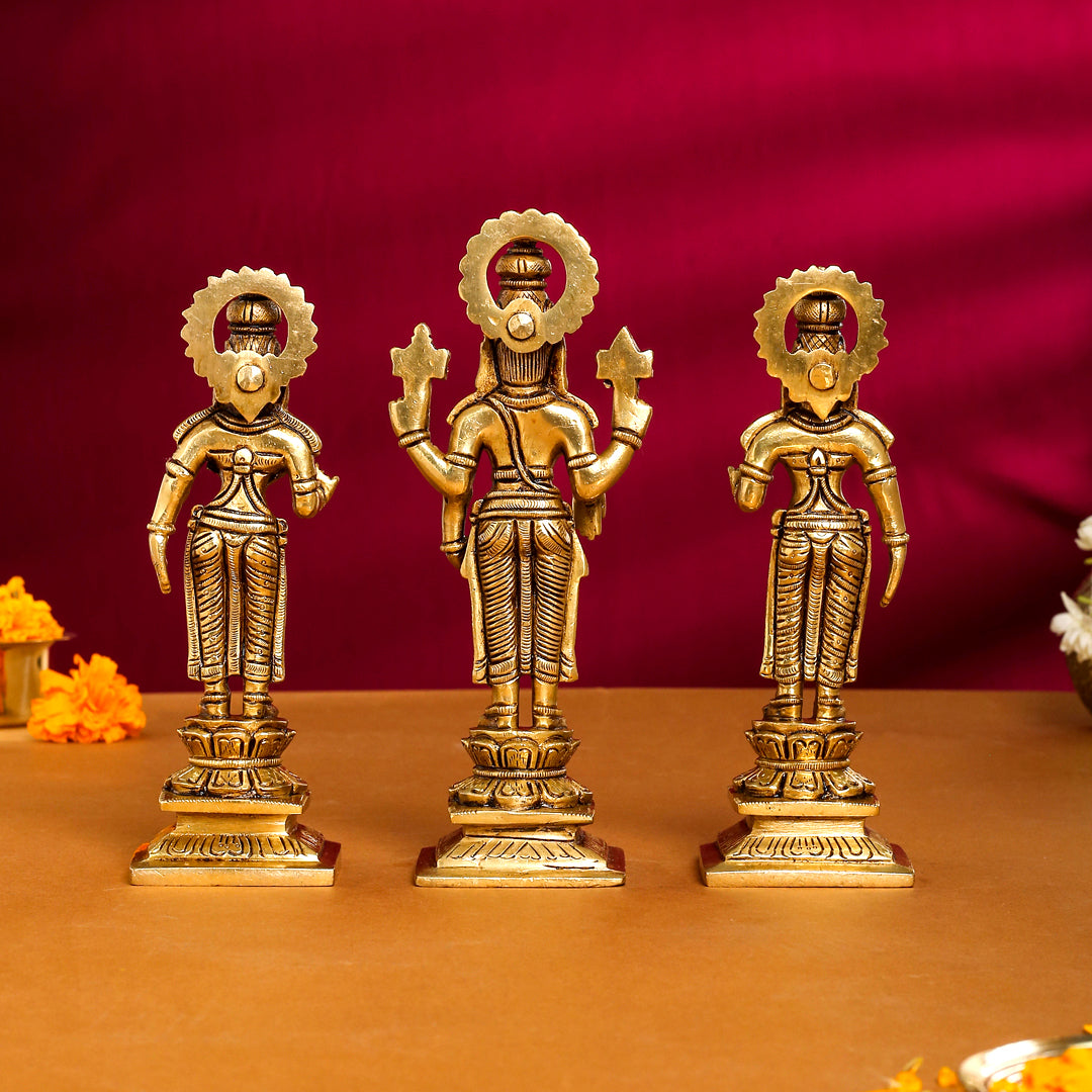 Brass Superfine Lord Balaji With Sri Devi And Bhudevi Idols Set Vedansh Craft