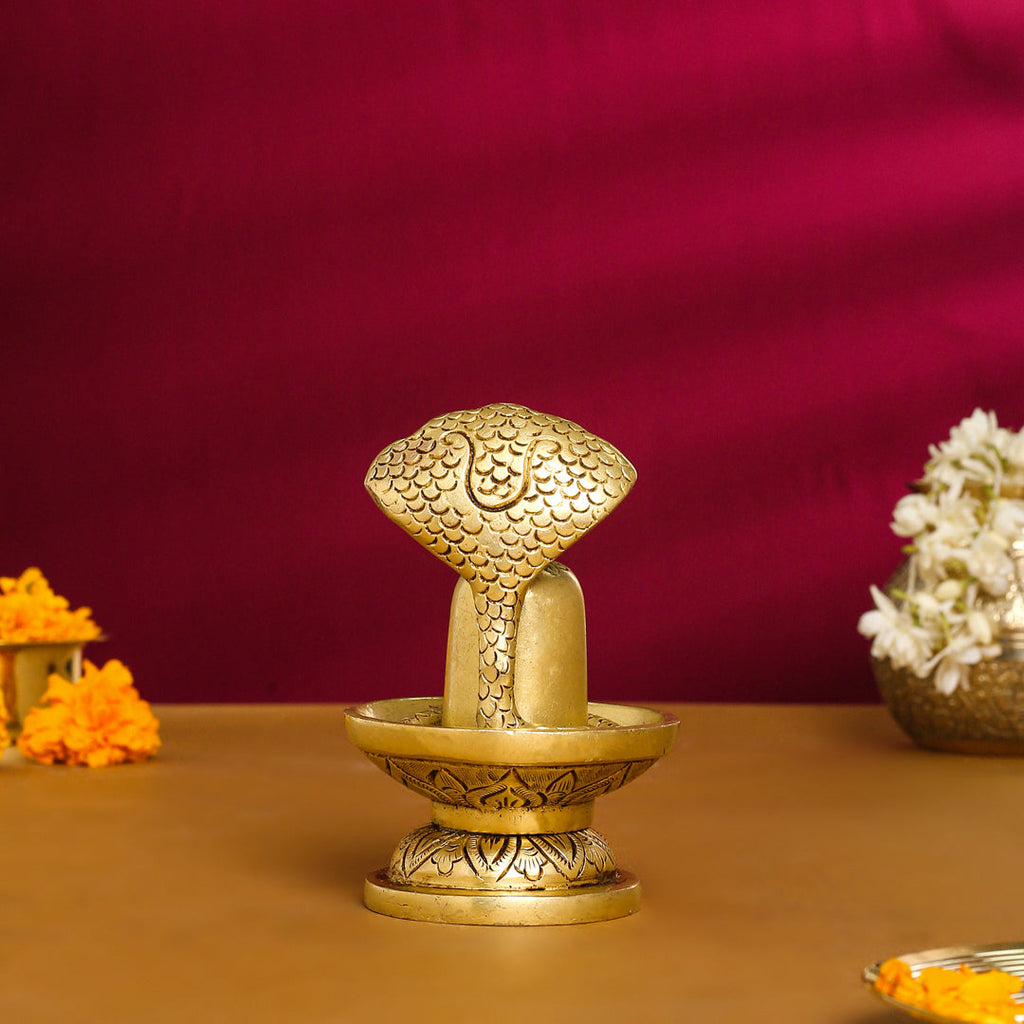 Brass Nandi Shivling/Shivlingam Idol (5 Inch) Vedansh Craft