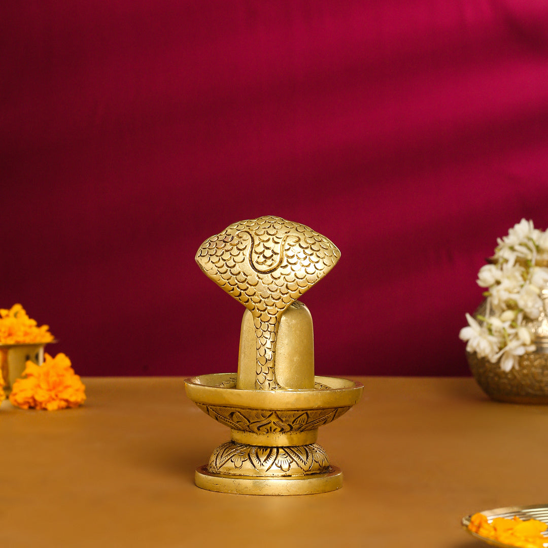 Brass Nandi Shivling/Shivlingam Idol (5 Inch) Vedansh Craft