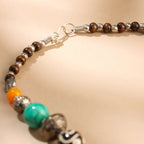 Resin Boho Orange Bead Necklaces with Tribal Silver Pendants Vedansh Craft